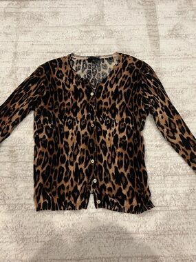 The Limited Leopard-Print Knit Sweater in Brown and Black size Large
